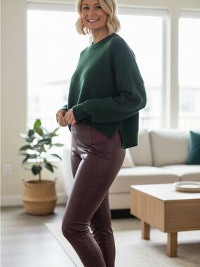 a new day with Burgundy Faux Leather Leggings
